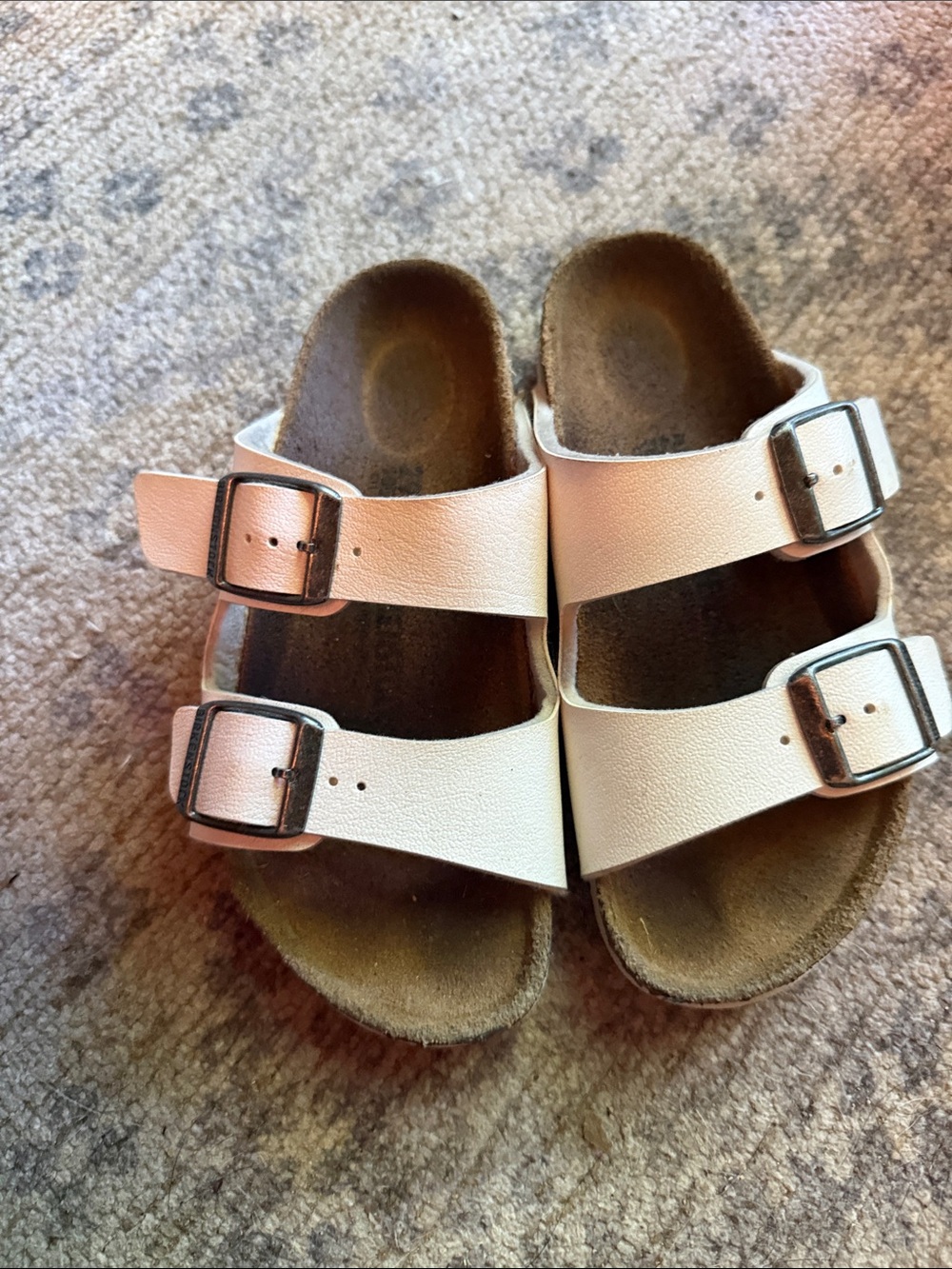 Birkenstock Kids Cream Double-Buckle Slide Sandals